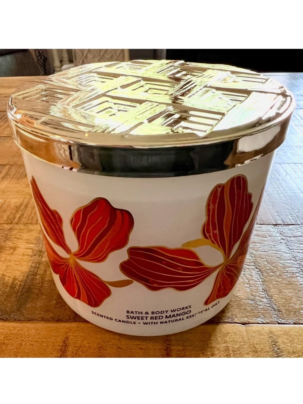 Bath & Body Works Sweet Red Mango 3-Wick Candle - Red Floral